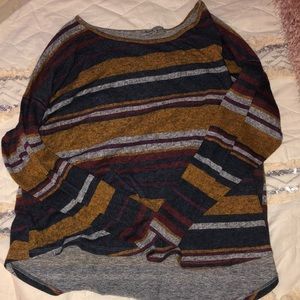 plus size stripped long sleeve tshirt